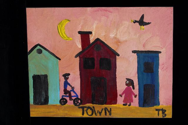 Tim Brown | Town, acrylic on panel, 39.0 x 51.0 cm, signed l.r. with initials