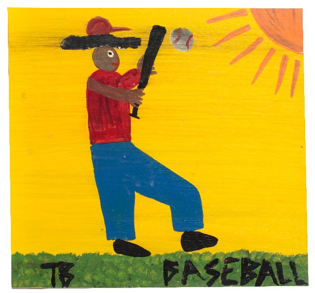 Tim Brown | Baseball, acrylic on panel, 39.0 x 39.0 cm, signed l.l. with initials
