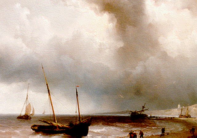 Louis Meijer | Anchored vessels, oil on panel, 27.2 x 35.4 cm, signed l.l. and dated 1850