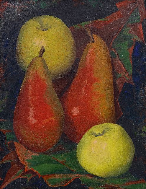Hunziker F.  | Still life with apples and pears, oil on board 36.0 x 28.0 cm, signed u.l. and dated 10/41