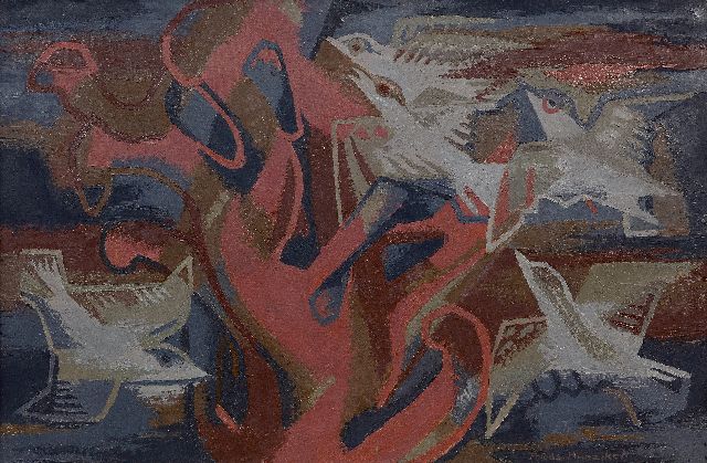 Frieda Hunziker | Pigeons, oil on canvas, 60.0 x 90.0 cm, signed l.r. and dated 46