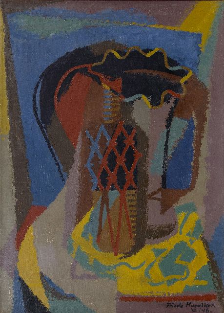 Frieda Hunziker | Still life with vase and bottle, oil on canvas, 69.8 x 49.7 cm, signed l.r. and dated '12-'46.