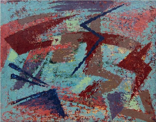 Frieda Hunziker | Composition, oil on canvas, 31.4 x 39.4 cm, executed 1948