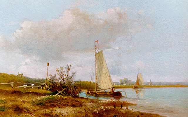 Hendrik Hulk | A river landscape, oil on panel, 13.1 x 20.2 cm, signed l.l.