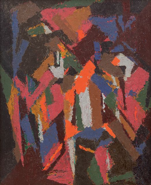 Frieda Hunziker | Composition, oil on canvas, 45.5 x 37.5 cm, signed on the reverse and executed 1948