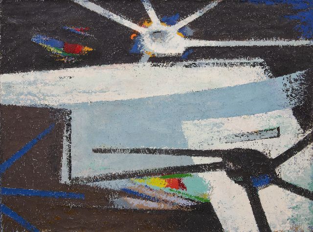 Frieda Hunziker | Composition, oil on canvas, 75.4 x 100.2 cm, signed on the reverse and te dateren ca. 1949