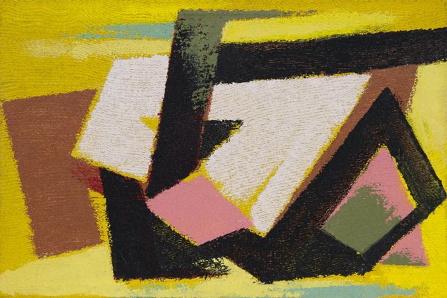Frieda Hunziker | Composition, oil on canvas, 39.4 x 59.3 cm, executed 1950