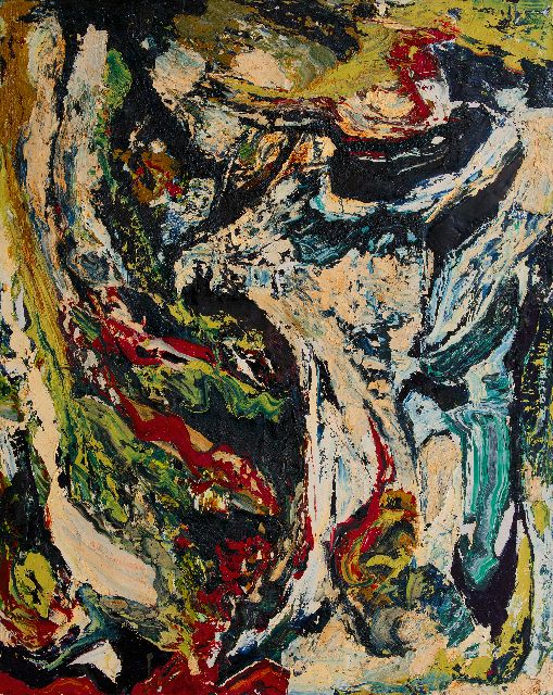 Frieda Hunziker | The secret, oil on canvas, 125.1 x 99.7 cm, signed on the reverse and executed 1962