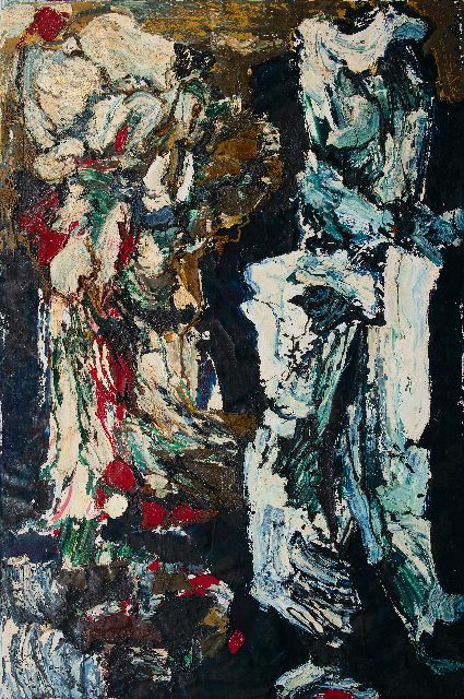 Frieda Hunziker | 2 figures, oil on canvas, 150.4 x 100.3 cm, signed on the reverse and executed 1962