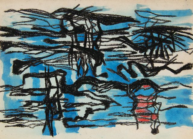 Frieda Hunziker | Composition, gouache and wax crayons, 30.7 x 42.9 cm