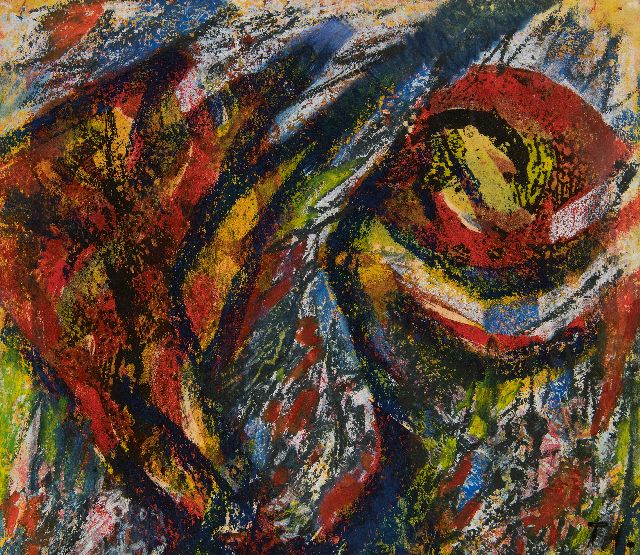 Hunziker F.  | Composition, wax crayons on paper 27.9 x 32.0 cm, signed l.r. with initials