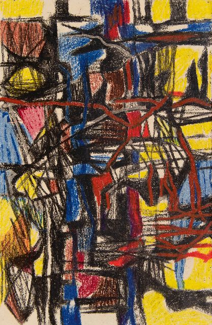 Hunziker F.  | Composition, wax crayons on paper 48.8 x 32.0 cm