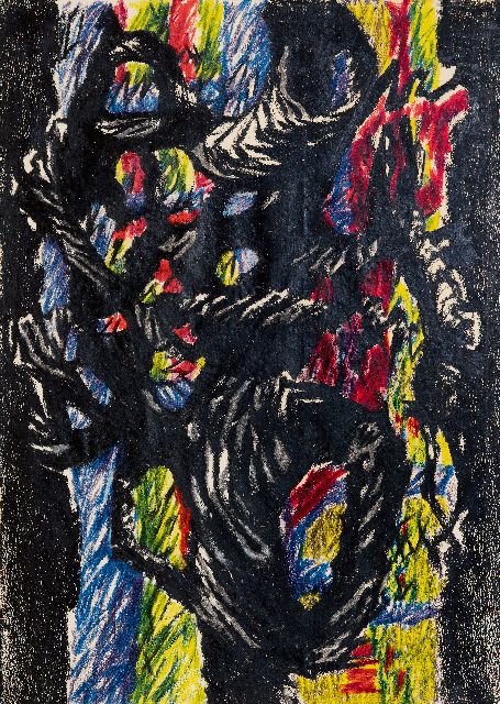 Frieda Hunziker | Composition, wax crayons on paper, 50.0 x 35.2 cm, without frame