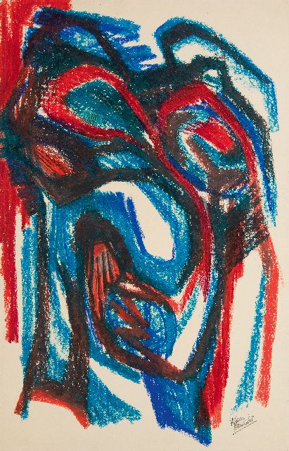 Frieda Hunziker | Damals, wax crayons on paper, 78.3 x 50.2 cm, signed l.r. and without frame