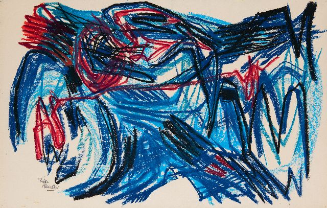 Frieda Hunziker | The monster, wax crayons on paper, 50.2 x 78.3 cm, signed l.l. and executed 1961