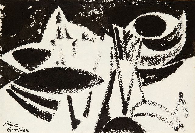 Frieda Hunziker | Study for Curaçao, gouache on paper, 39.0 x 56.4 cm, signed l.l.