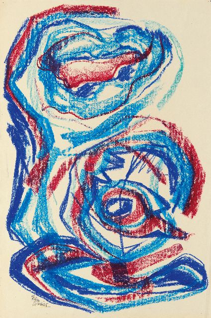 Frieda Hunziker | Composition, wax crayons on paper, 75.1 x 50.0 cm, signed l.l. and without frame