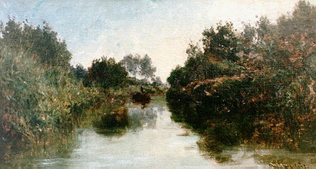 Roelofs W.  | A stream, oil on canvas laid down on painter's board 23.0 x 40.5 cm, signed l.r.