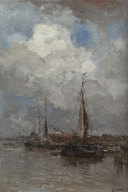 Maris J.H.  | A fishing harbour, oil on canvas 44.9 x 30.6 cm, signed l.r.