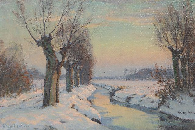 Johan Meijer | Snowy landscape at dawn, oil on canvas, 40.5 x 59.5 cm, signed l.r.