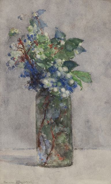 Bogman jr. H.A.C.  | Flowering branches in a vase, watercolour on paper 49.5 x 30.5 cm, signed l.l.