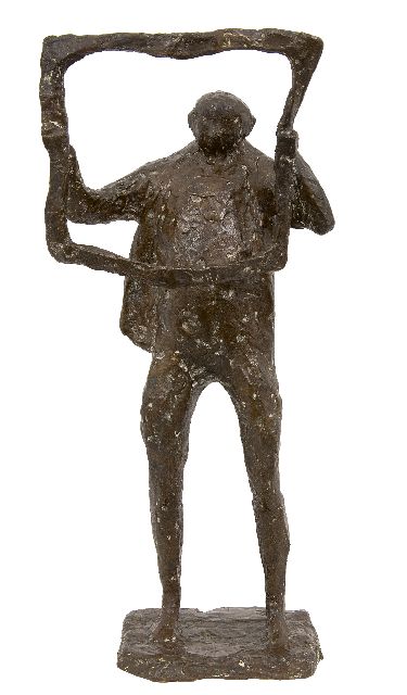 Leeser T.  | The Newspaper Reader, bronze 40.3 x 17.6 cm, signed with monogram on the base and executed in 1967