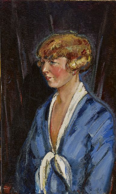 Maks C.J.  | A portrait of a young woman, oil on canvas 90.3 x 55.1 cm