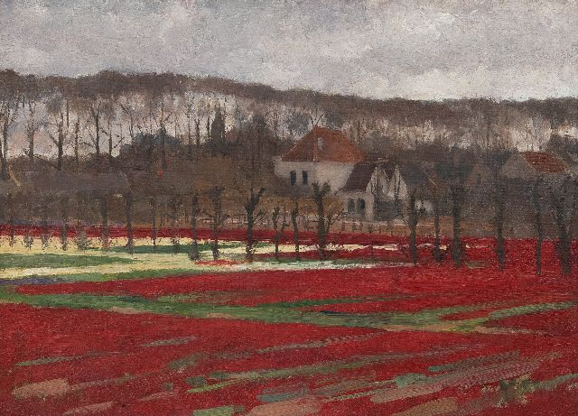 Hart Nibbrig F.  | Bulb fields near Bennebroek, oil on canvas 40.5 x 56.2 cm, signed vaguely l.r. and painted ca. 1893