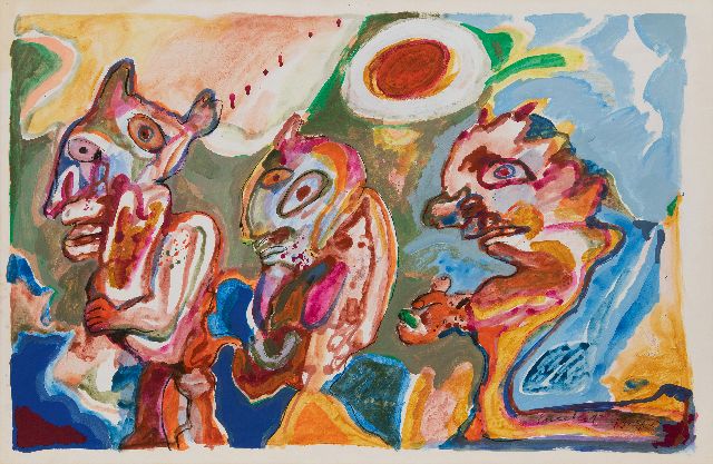 Lucebert | Untitled, chalk and gouache on paper, 65.0 x 99.8 cm, signed l.r. and dated 73.4.5