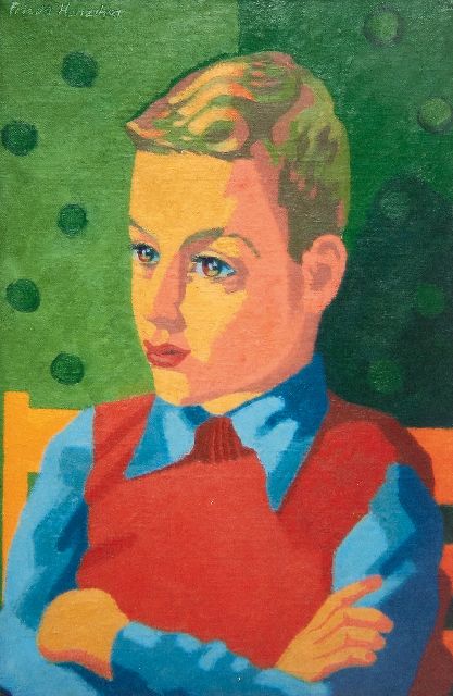 Frieda Hunziker | Portrait of Fritsje, son of the artist, oil on canvas, 60.3 x 40.3 cm, signed u.l. and executed ca. 1943