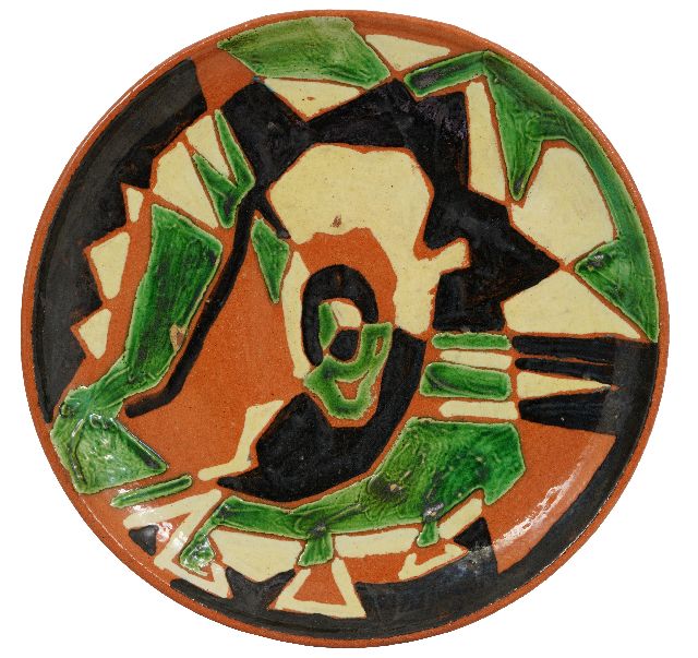 Frieda Hunziker | Ceramic bowl with composition, glazed pottery, 23.3 x 23.3 cm