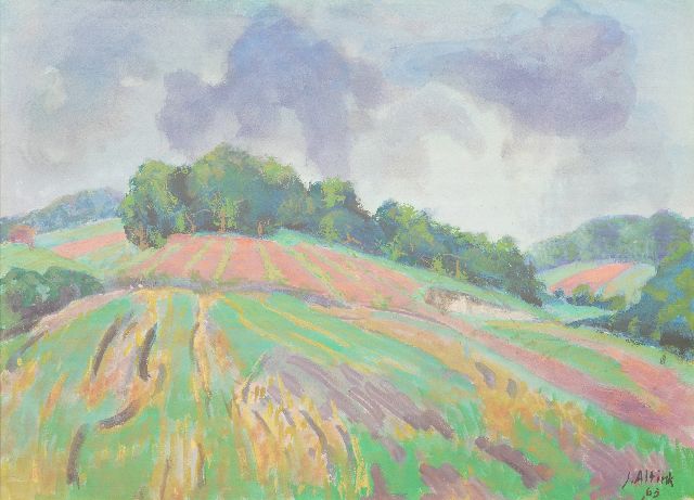 Jan Altink | Hilly farm landscape, watercolour and gouache on paper, 56.0 x 75.8 cm, signed l.r. and dated '63