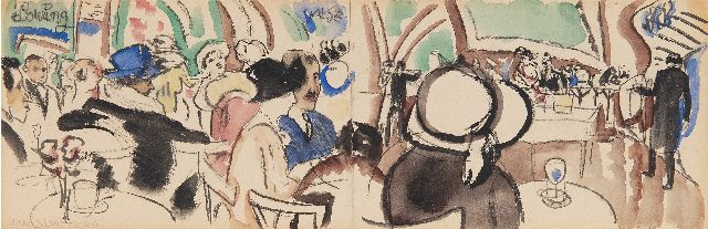 Jan Sluijters | Dance hall, watercolour on paper, 11.5 x 36.8 cm, signed l.l.