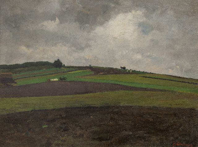 Floris Arntzenius | Hilly landscape in rainy weather, oil on canvas, 45.3 x 60.0 cm, signed l.r.