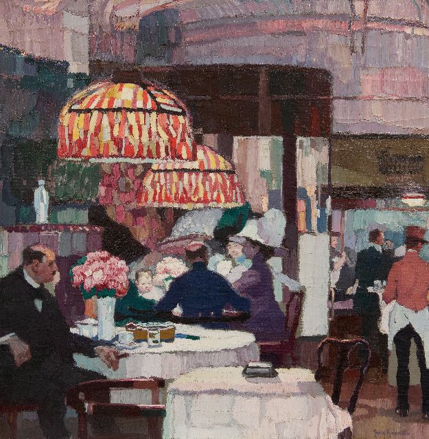 Josse Goossens | In the tea room, oil on canvas, 64.4 x 63.1 cm, signed l.r. and painted ca. 1910-1911