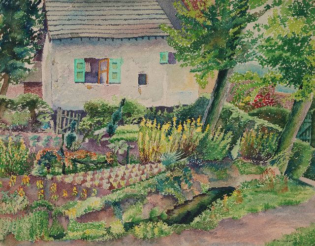 Frieda Hunziker | Vegetable garden at a cottage, Heerlen, oil on paper, 35.0 x 45.0 cm, signed l.r.