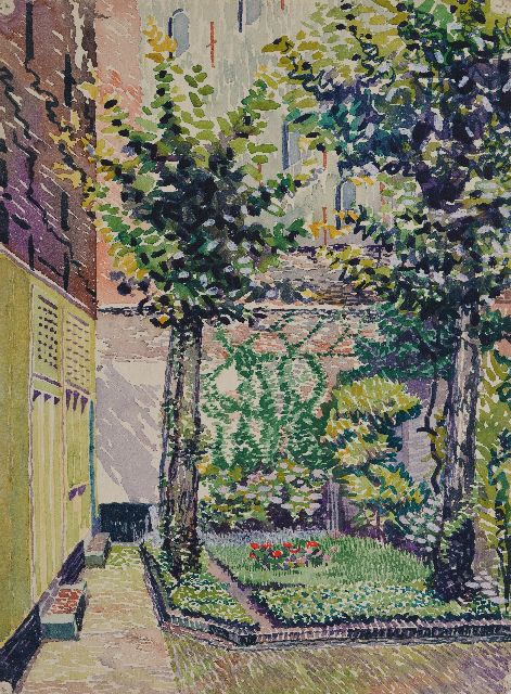 Frieda Hunziker | Sunny backyard, watercolour on paper, 38.5 x 28.3 cm