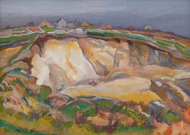 Jannes de Vries | Quarry, gouache on paper, 48.0 x 68.0 cm, signed l.l. and dated '56