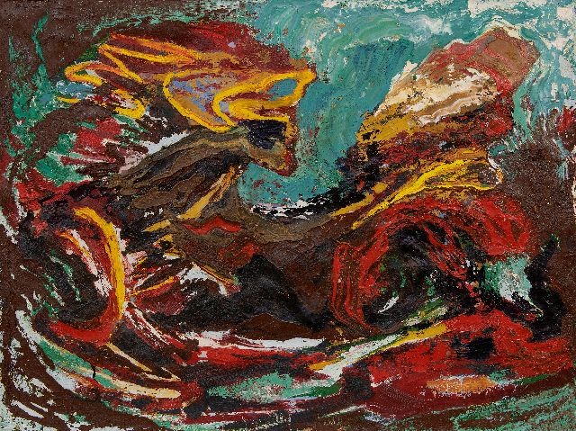 Frieda Hunziker | Wave, oil on canvas, 75.2 x 100.2 cm, signed on the reverse with initials and executed ca. 1964