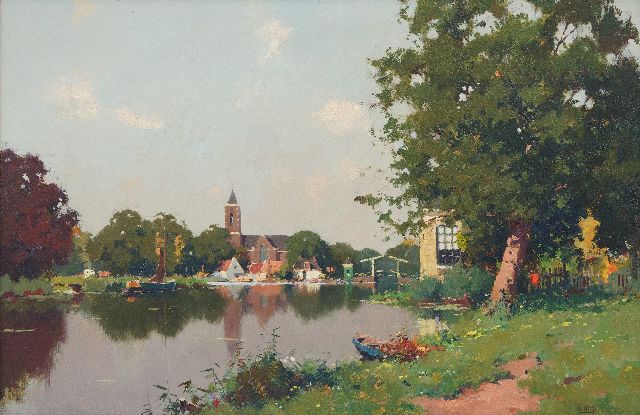 Evert Jan Ligtelijn | View on Loenen, oil on panel, 382.0 x 58.7 cm, signed l.r.