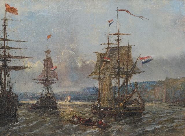 Johan Barthold Jongkind | Dutch vessels  on the English coast, oil on canvas, 58.1 x 80.2 cm, signed l.r. and dated 1864