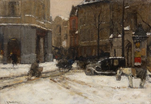 Arntzenius P.F.N.J.  | Buitenhof, The Hague, in the snow, oil on canvas 55.7 x 80.4 cm, signed l.l.