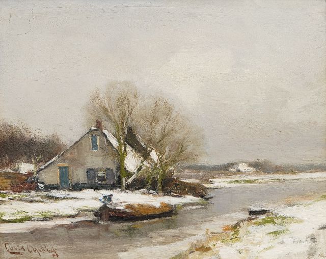 Louis Apol | A farm in the snow, oil on panel, 21.3 x 27.1 cm, signed l.l.