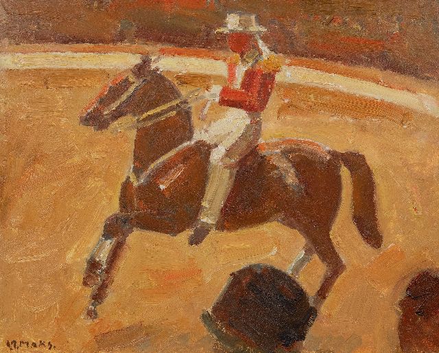 Kees Maks | Dressage in the circus, oil on board, 40.1 x 49.9 cm, signed l.l.