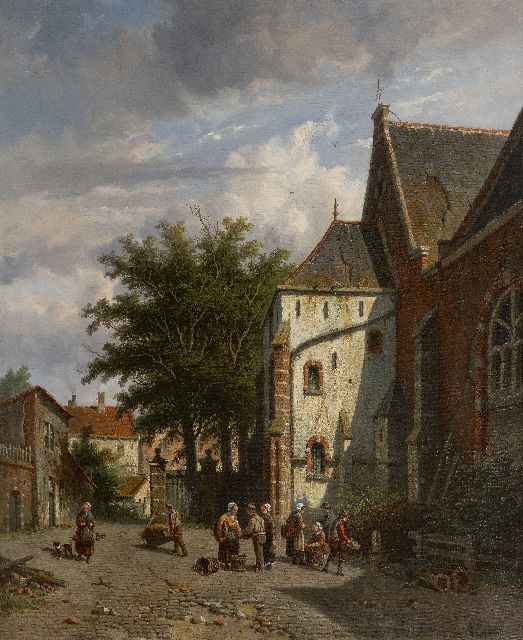 Adrianus Eversen | Behind the Westerkerk in Enkhuizen, oil on canvas, 56.4 x 46.6 cm, signed l.r. and without frame