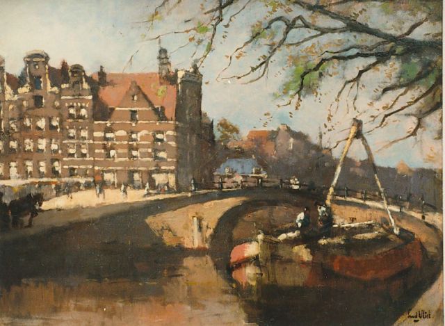 Vlist L. van der | A canal, Amsterdam, oil on canvas 45.2 x 60.3 cm, signed l.r.