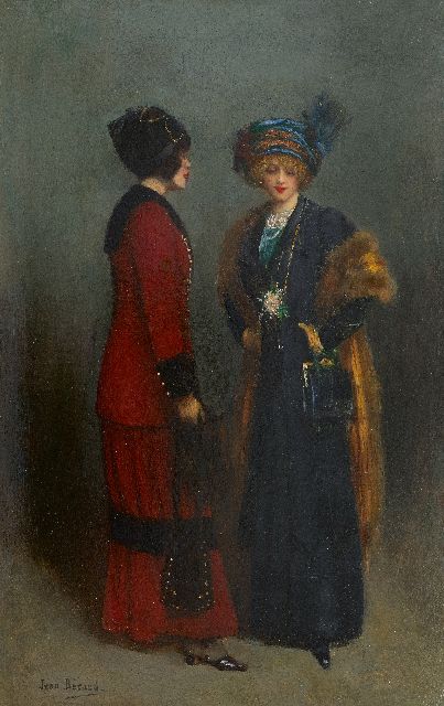 Béraud J.  | Les Midinettes, oil on painter's board 54.9 x 36.7 cm, signed l.l.
