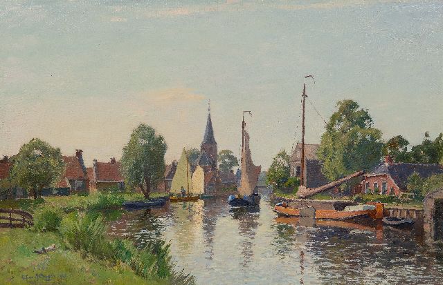 Gerbrand Frederik van Schagen | Boating in Wartena, Friesland, oil on canvas laid down on panel, 56.2 x 86.0 cm, signed l.l. and dated 1941