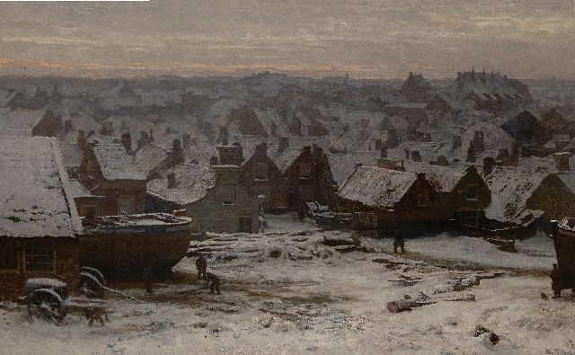 Willem Bastiaan Tholen | Winter in old Scheveningen, oil on canvas, 100.1 x 160.4 cm, signed l.r. and painted ca. 1891