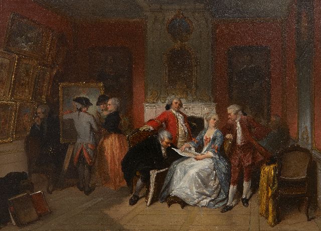 Herman ten Kate | The art lovers, oil on panel, 24.9 x 34.1 cm, signed l.l. and dated 1857